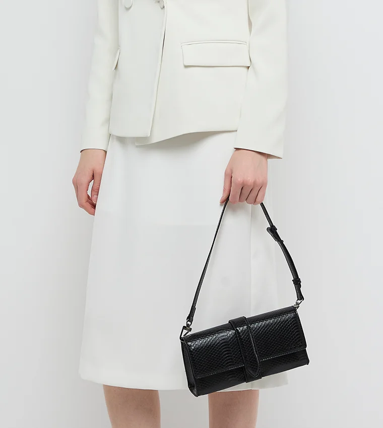 ANNE KLEIN Anne Klein Croc Textured Flap Shoulder Bag